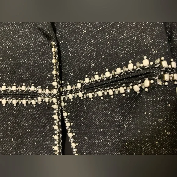 Kempner Size 8 Statement Blazer Jacket Embellished Black White Silk Lined - Picture 4 of 9